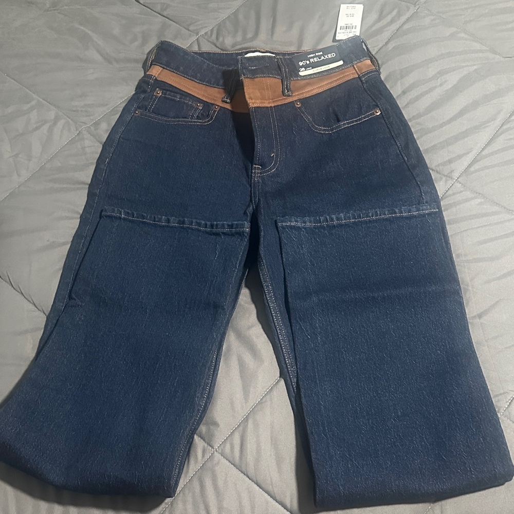 Abercrombie & Fitch High Rise Relaxed suede Jeans